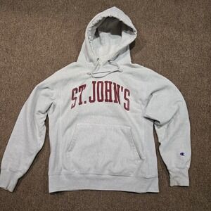 Champion Reverse Weave St Johns University Hoodie Gray Maroon Mens Medium
